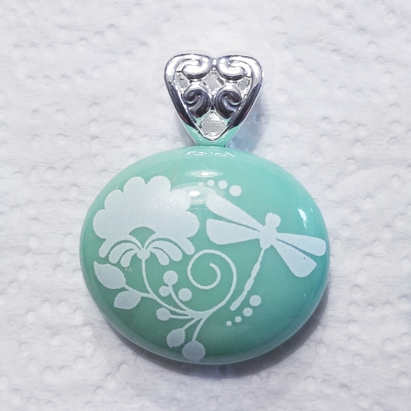 Jewelry - Mint green Dragonfly Glass pendant